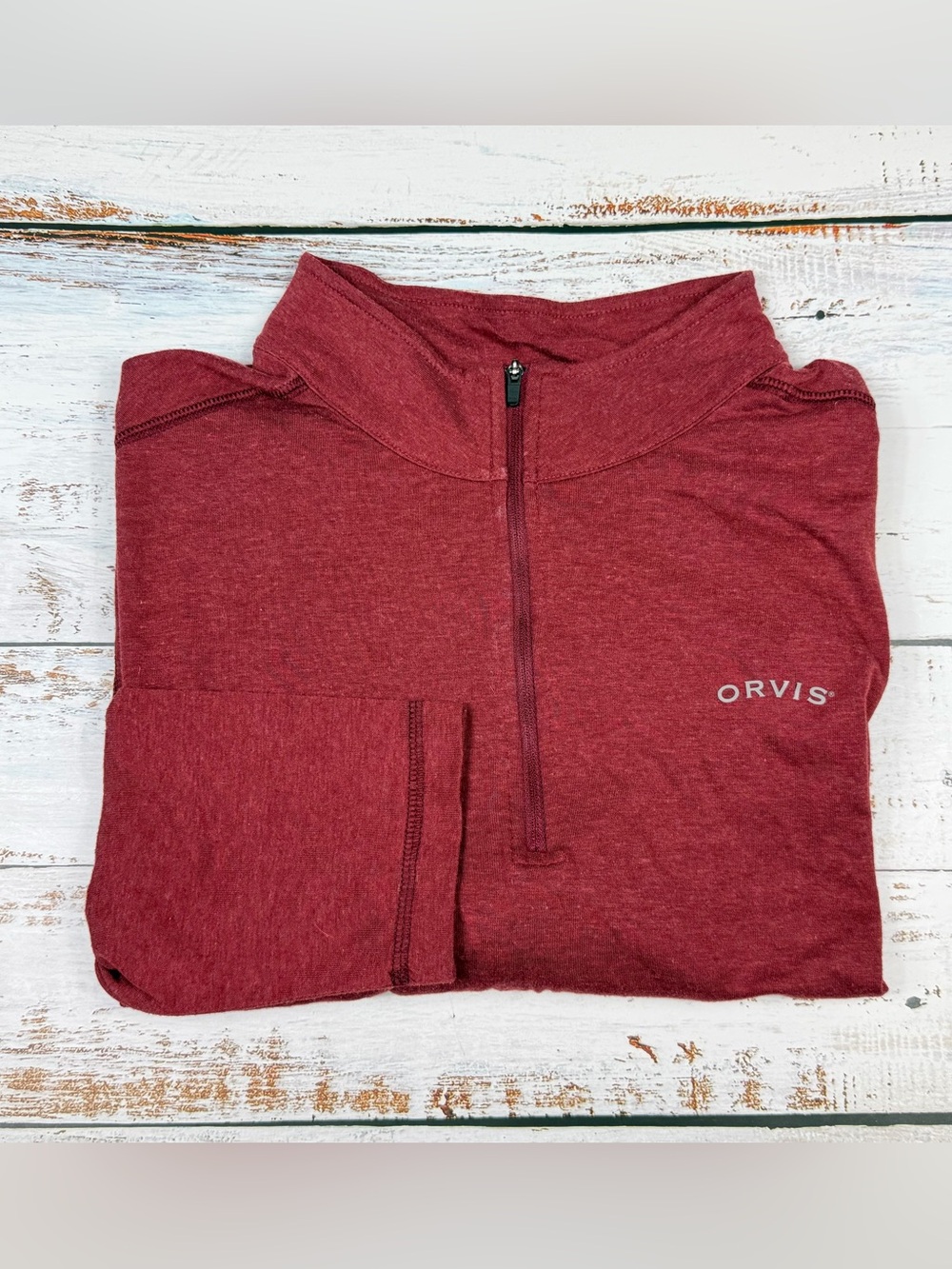 Orvis Men's Long Sleeve Quarter-Zip Lightweight Shirt - Maroon Size XL